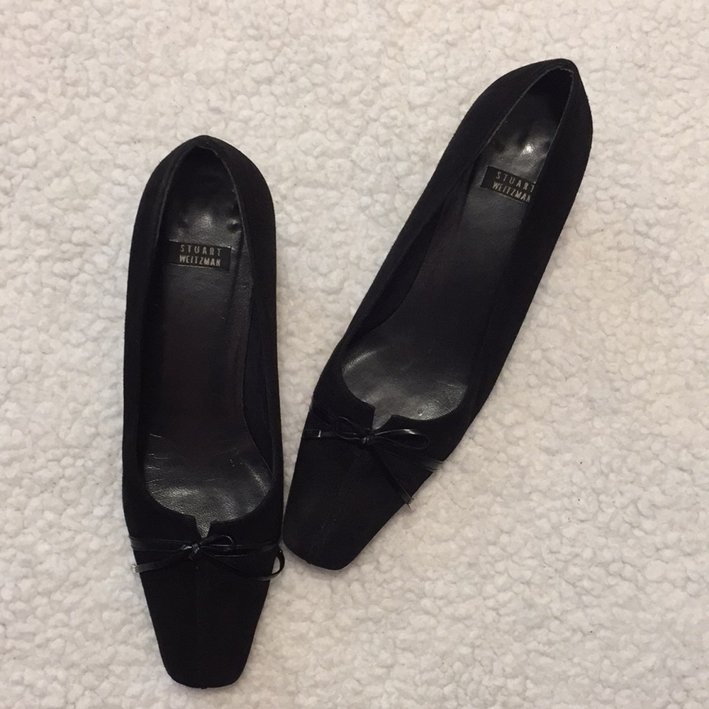 Stuart Weitzman Black suede bow tie pumps size 6.5